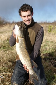 Lewis with a nice pike on wobbled sardine