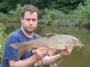 Jerry Gleeson with the first barbel of his trip